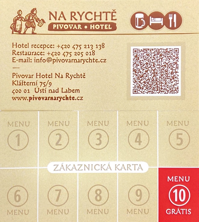 Zákaznická pivní karta Pivovar a hotel Na Rychtě